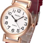 Top Plaza Womens Ladies Classic Simple Leather Analog Wrist Watch Rose Gold Case Arabic Numerals Casual Dress Quartz Watches,Small Dial
